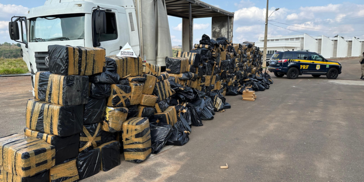 PRF e PM apreendem 14 toneladas de maconha em meio a carga de placas solares no Sul de Minas