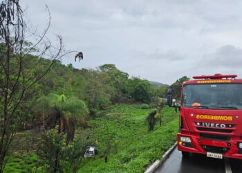 Formiga: Carro sai da pista e cai em ribanceira com 5 pessoas na BR-354