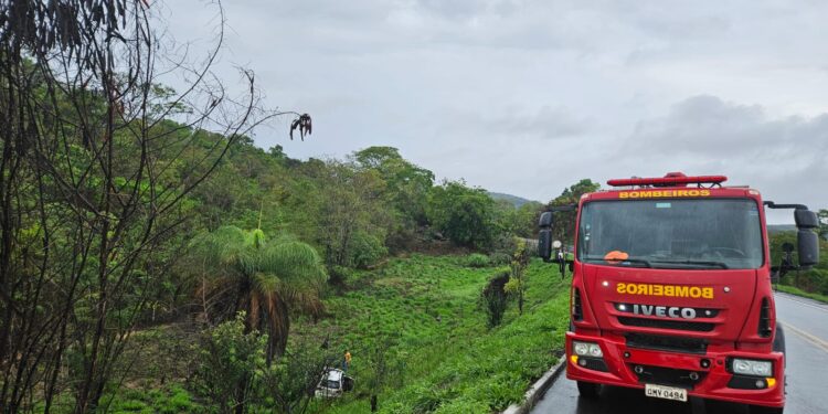 Formiga: Carro sai da pista e cai em ribanceira com 5 pessoas na BR-354
