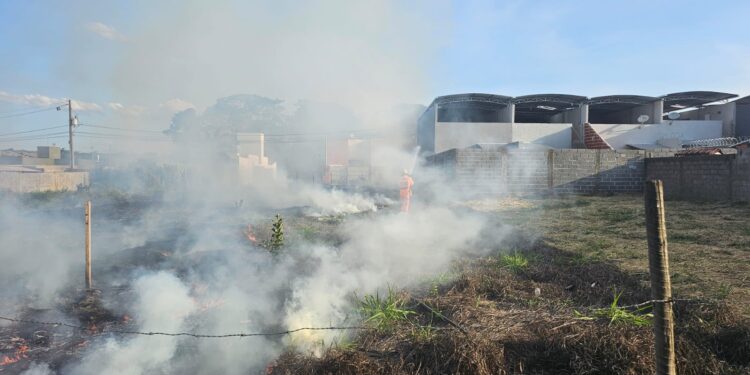 Formiga: incêndio em lote vago no bairro Residencial dos Lagos é controlado pelos bombeiros