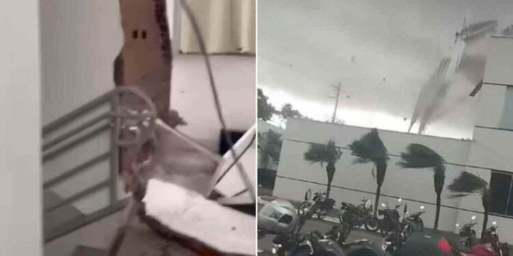 Temporal arranca telhado da Santa Casa e derruba árvores em Minas