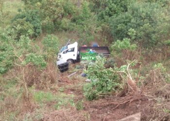 Duas pessoas ficam feridas após caminhão cair em ribanceira na BR-262
