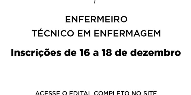 Córrego Fundo abre inscrições para Enfermeiros e Técnicos de Enfermagem