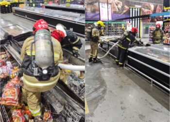 Curto-circuito provoca incêndio em supermercado durante a madrugada em MG