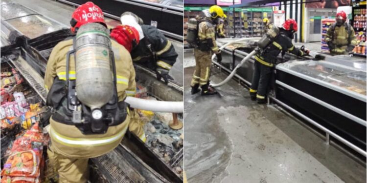 Curto-circuito provoca incêndio em supermercado durante a madrugada em MG