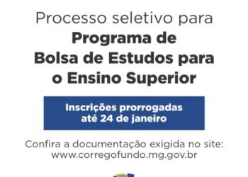 Prefeitura de Córrego Fundo prorroga inscrições para bolsa de estudos