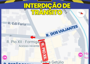 Trânsito na Rua Pio XII será interditado para obras neste domingo em Formiga