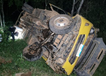 Motorista fica gravemente ferido após ônibus escolar capotar em ribanceira de 80 metros em Capitólio