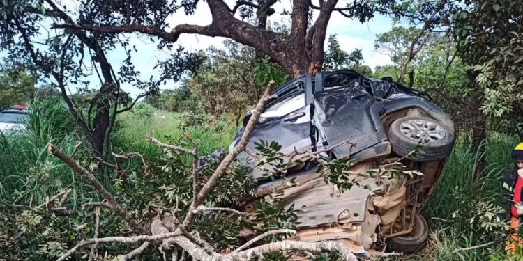Motorista bate carro em árvore e morre na MG-164, entre Martinho Campos e Pompéu