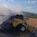 Incêndio destrói colheitadeira durante colheita de soja na zona rural de Arcos