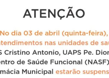Atendimentos em algumas Unidades de Saúde de Córrego Fundo estão suspensos nesta quinta-feira