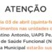 Atendimentos em algumas Unidades de Saúde de Córrego Fundo estão suspensos nesta quinta-feira