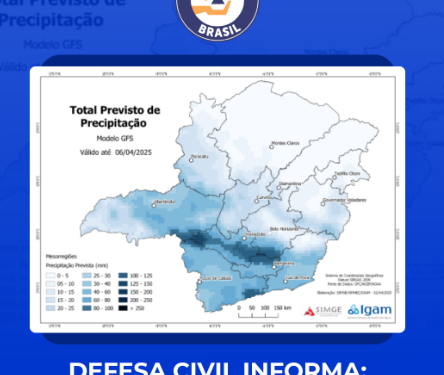 Defesa Civil de MG alerta para tempestades severas em todo o Estado