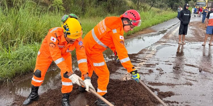 Formiga: bombeiros realizam limpeza de rodovia após colisão entre dois caminhões e derramamento de carga
