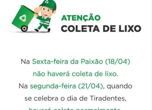 Prefeitura de Córrego Fundo informa sobre o serviço de coleta de lixo nos feriados