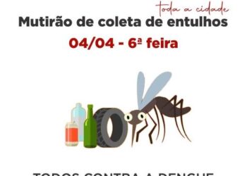 Prefeitura de Córrego Fundo realizará mutirão de coleta de entulhos nesta sexta-feira