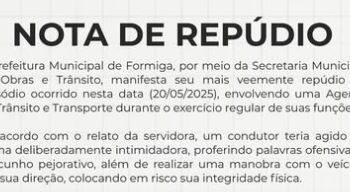 Agente de Trânsito é ameaçada por condutor em Formiga; Prefeitura emite nota de repúdio
