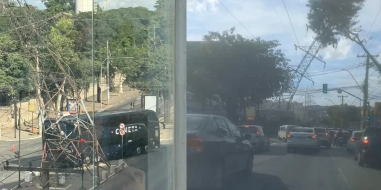 Ônibus derruba torre elétrica em Contagem; apagão é registrado na Grande BH