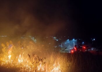 Bombeiros combatem incêndio no bairro Jardim Morumbi, em Formiga