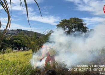 Incêndio atinge área urbana no Bairro Recanto da Praia, em Formiga
