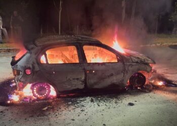 Polícia Militar atua em ocorrência de incêndio veicular no IFMG Bambuí