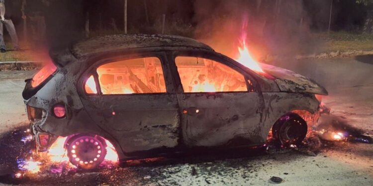 Polícia Militar atua em ocorrência de incêndio veicular no IFMG Bambuí