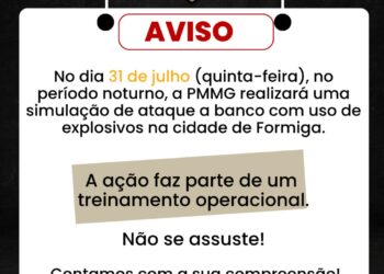 PM realiza simulação de ataque a banco em Formiga na noite desta quinta-feira
