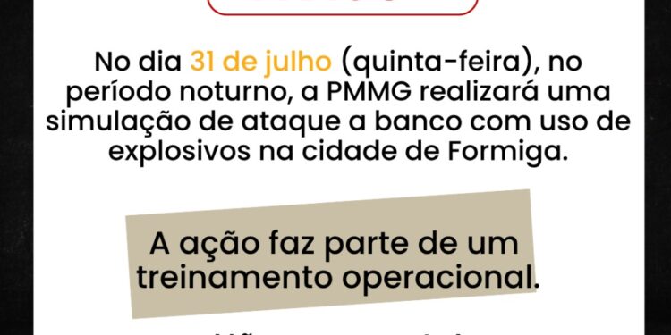 PM realiza simulação de ataque a banco em Formiga na noite desta quinta-feira