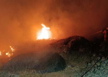 Bombeiros combatem incêndio em lote vago no bairro Ouro Verde durante a madrugada em Formiga