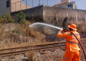 Incêndio atinge vegetação no Centro de Formiga e é contido pelo Corpo de Bombeiros