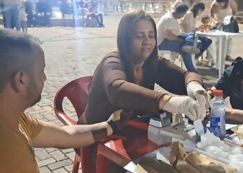 Servidoras da Saúde prestam atendimento em campanha solidária em Córrego Fundo