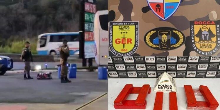 Mulher de 20 anos é presa com 10 barras de maconha dentro de ônibus na MG-050 em Divinópolis