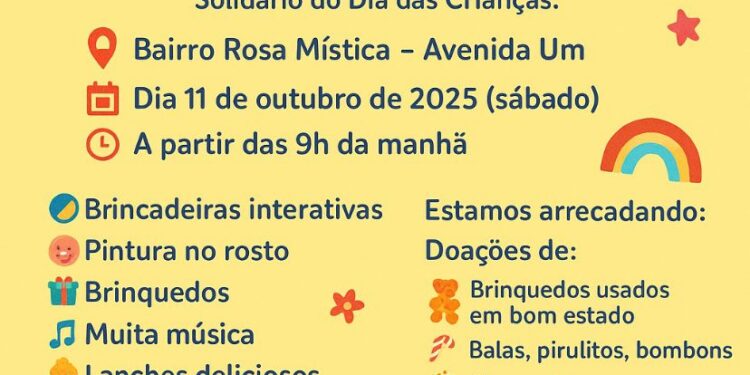 ‘Dia das Crianças Solidário’ será realizado no bairro Rosa Mística em Formiga