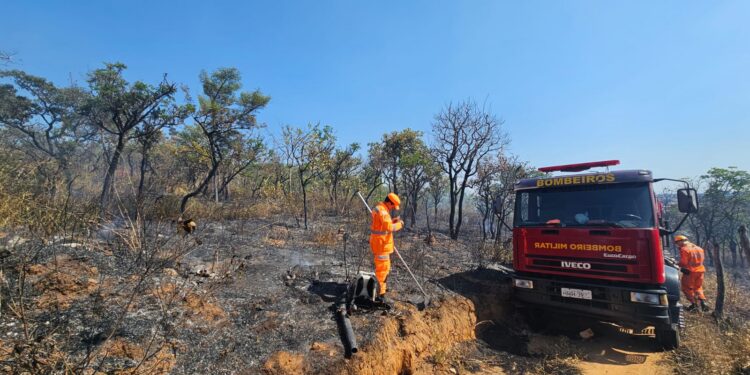 Formiga: Corpo de Bombeiros combate incêndio no Morro do Cristo