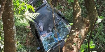 Mulher morre após cair com veículo em abismo na MG-164, em Itapecerica