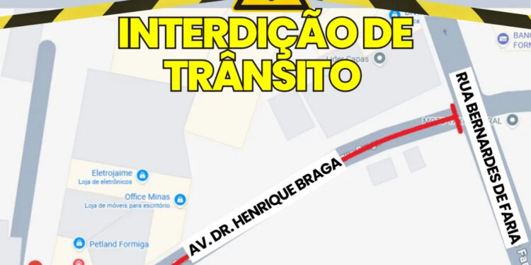 Avenida Dr. Henrique Braga será parcialmente interditada na terça-feira para obras do SAAE Formiga