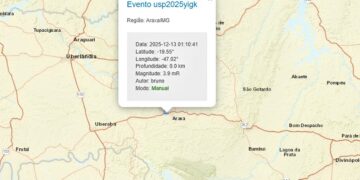 Tremor de terra de magnitude 3.9 é registrado em Araxá