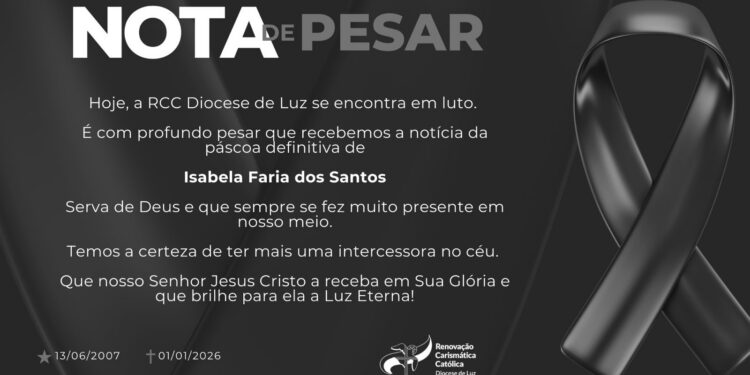 Luto: Renovação Carismática Católica da Diocese de Luz lamenta morte de jovem de 18 anos