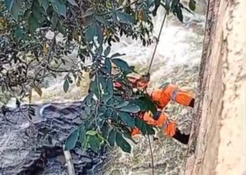 Homem cai de ponte sobre o Rio Itapecerica e é resgatado pelos bombeiros em Divinópolis