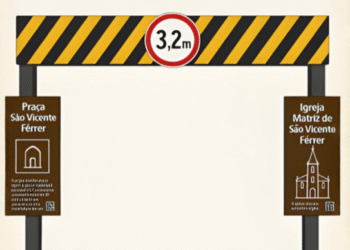 Prefeitura de Formiga instala pórticos para restringir veículos pesados no entorno da Matriz São Vicente Férrer