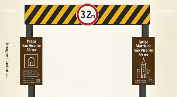 Prefeitura de Formiga instala pórticos para restringir veículos pesados no entorno da Matriz São Vicente Férrer
