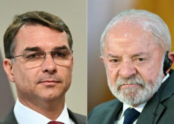 Lula e Flávio Bolsonaro aparecem empatados no segundo turno, ambos com 41%, em pesquisa eleitoral