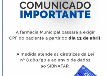 Farmácia Municipal passa a exigir CPF do paciente a partir desta segunda-feira