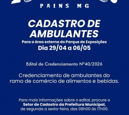 Pains: Interessados em comercializar alimentos e bebidas na Festa do Milho devem realizar cadastro