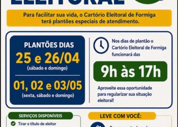 Cartório Eleitoral de Formiga realiza plantões especiais para regularização de eleitores